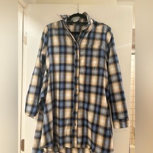 Lulus blue and yellow plaid tie front dress